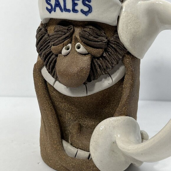 Vintage Mug Pottery Mark Hines Creations Funny Face Hand-Sculpted SALES on Phone - Picture 8 of 10